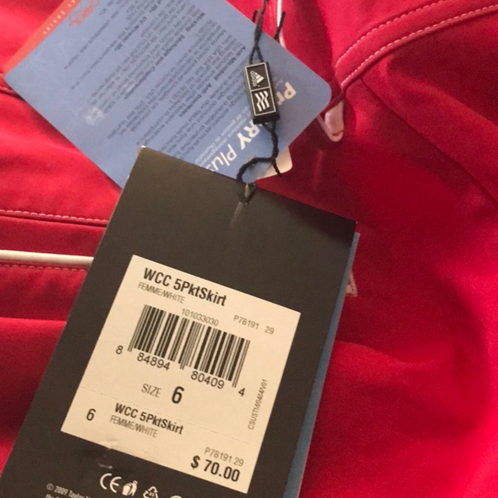Adidas climacool Golf 5 pocket Skirt Prodry Plus Red/White women’s size 6 NWT - Picture 5 of 5